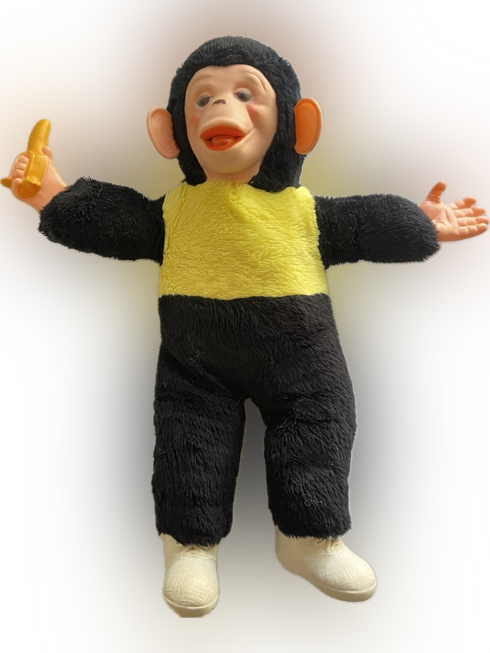 VINTAGE 16" Chimp Monkey MR. BIM Zip Zippy w/Banana PLUSH Korea